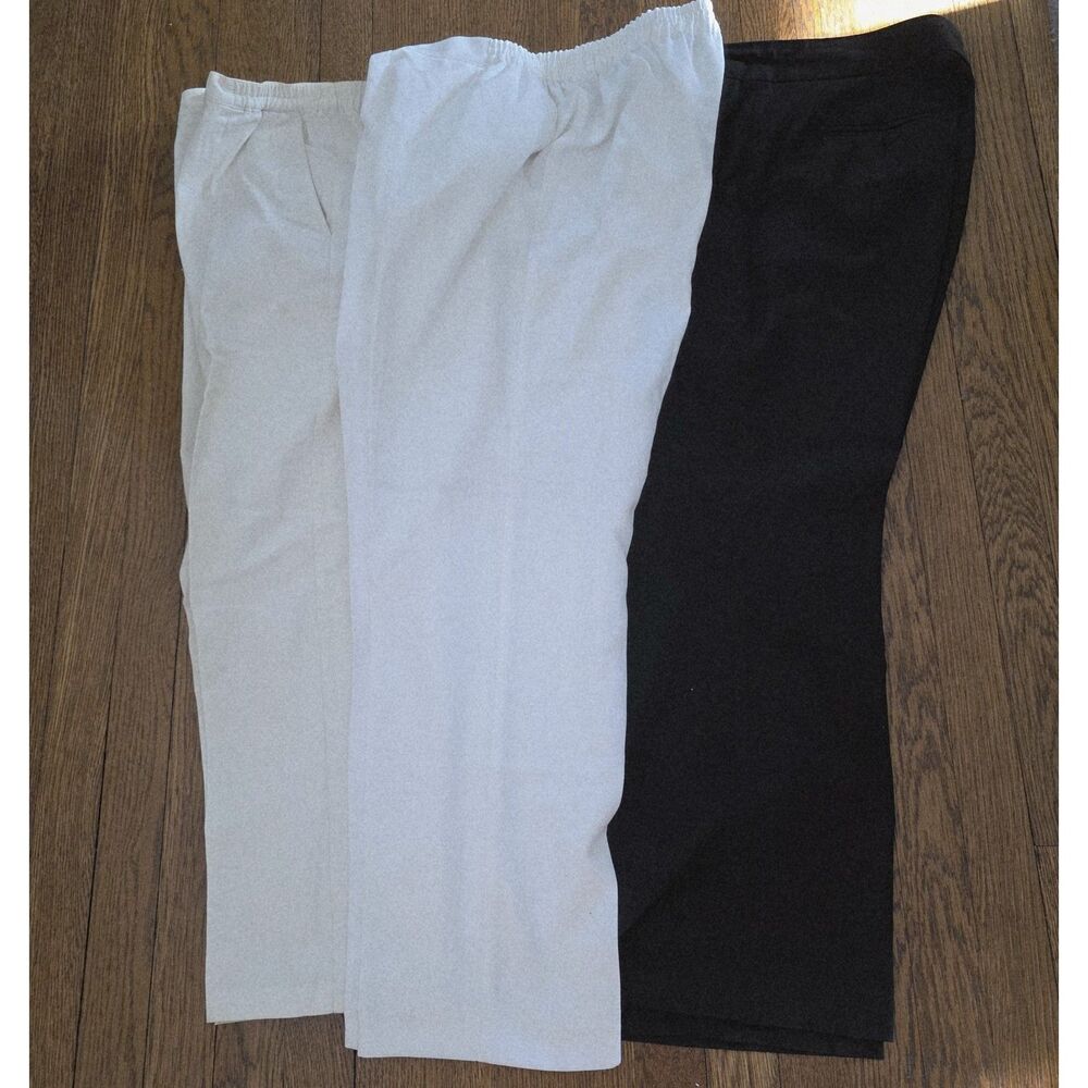 3 pants Appleseed's Talbots The TOG Shop Black White Elastic Waist Women's 12P